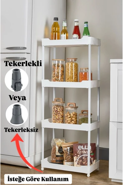 Bayev Clasy Beyaz 4 Katlı Lavabo Altı Düzenleyici Tekerlekli Mutfak Banyo Düzenleyici Raf Ünitesi ürün görseli 1