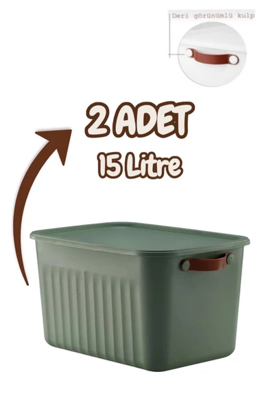 Bayev 2'Li Yeşil 15 Lt Boxsis Set Çok Amaçlı Kapaklı Kutu Dolap İçi Düzenleyici Organizer - Hobi Kutusu ürün görseli 1