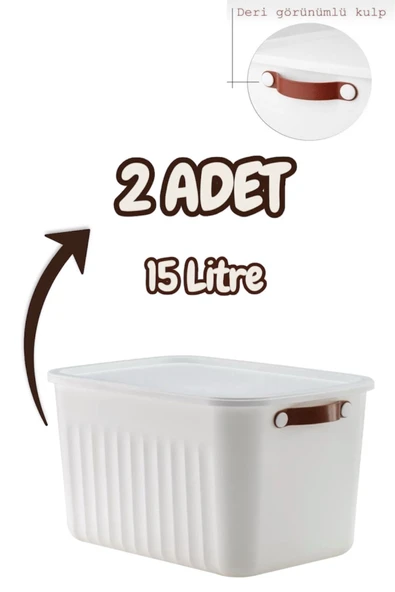 Bayev 2'Li Beyaz 15 Lt Boxsis Set Çok Amaçlı Kapaklı Kutu Dolap İçi Düzenleyici Organizer - Hobi Kutusu ürün görseli 1