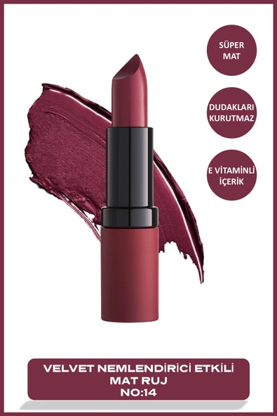 GOLDEN ROSE Velvet Matte Lipstick 14 Velvet Mat Ruj 4,2 g ürün görseli 1
