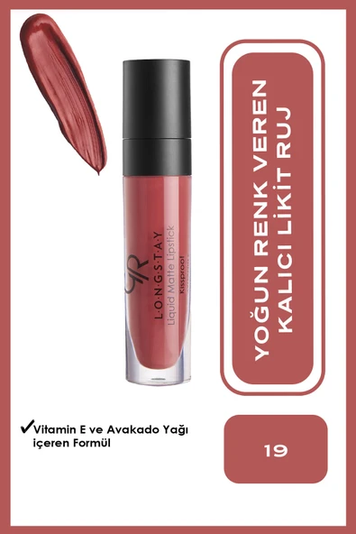 GOLDEN ROSE LONGSTAY LIGUID MATTE LİPSTİCK 19- ürün görseli 1
