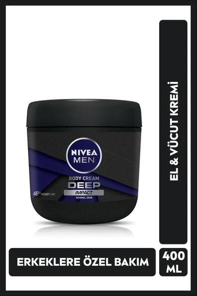 NIVEA MEN Erkek El ve Vücut Kremi Deep Impact 400 ml,48 Saat Nemlendirici,Odunsu Koku,Tüm Cilt Tipleri ürün görseli 1