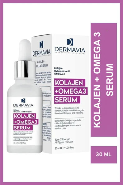 DERMAVİA Kolajen & Omega3 Kırışıklık Karşıtı Serum 30 ml Genç Görünüm Cildi Besler ürün görseli 1