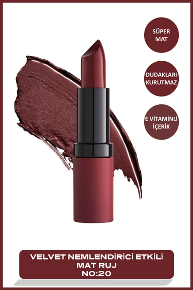 GOLDEN ROSE Velvet Matte Lipstick 20 Velvet Mat Ruj 4,2 g ürün görseli 1