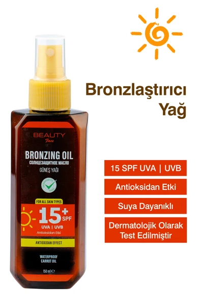 BEAUTY FACE 15 Spf Bronzlaştırıcı Güneş Yağı - 150 ml ürün görseli 1