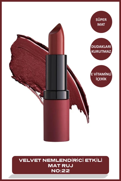 GOLDEN ROSE Mat Ruj - Velvet Matte Lipstick No: 22- ürün görseli 1