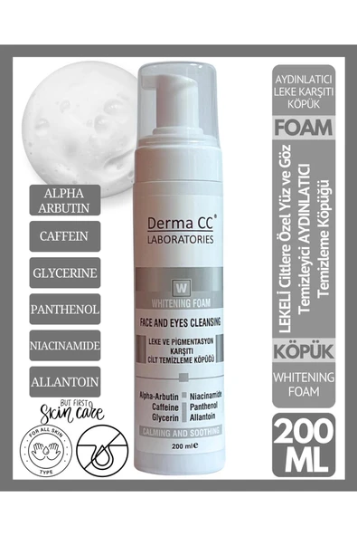 DERMA CC LABORATORIES Derma Cc Whıtenıng Foam Face And Eyes Cleansıng - Leke Karşıtı Cilt Bakım Köpüğü 200 ml ürün görseli 1