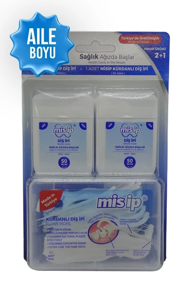 MİS İP Misip Diş Ipi 50 Mt 2'li Kürdanlı Diş Ipi 50'li ürün görseli 1