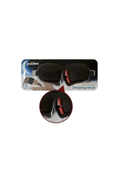 POBLEX Uyku Maskesi 3d Siyah + Köpük Kulak Tıkacı ürün görseli 1