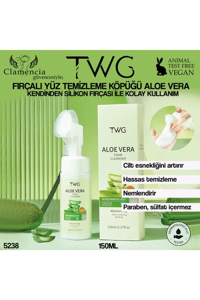 TWG Fırçalı Yüz Temizleme Köpüğü 150ml Aloe Vera ürün görseli 1