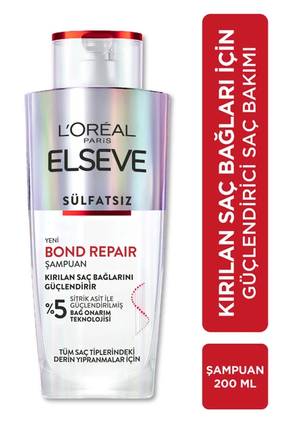 ELSEVE Bond Repair Tüm Yıpranmalar Için Saç Bağlarını Güçlendirici Şampuan 200ml ürün görseli 1