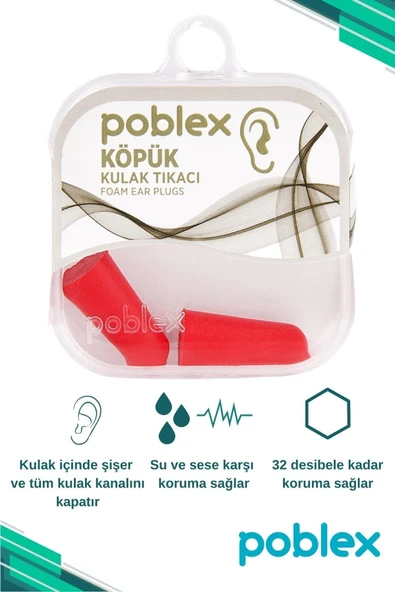 POBLEX Köpük Kulak Tıkacı - Kulak Koruyucu Tıpası ürün görseli 1
