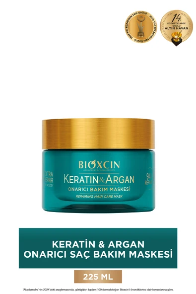 BİOXCİN Keratin & Argan Onarıcı Saç Bakım Maskesi 225 Ml - Yıpranmış Ve Hassas Saçlar Botoks Etkili ürün görseli 1