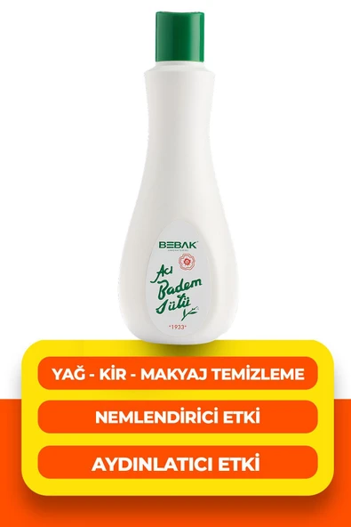 BEBAK Acı Badem Cilt Ve Makyaj Temizleyici Nemlendirici Bakım Sütü 215 ml ürün görseli 1
