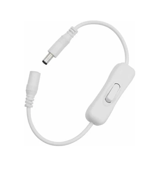 Anahtarlı DC Adaptör Güç Bağlantı Uzatma Kablosu 20cm Beyaz ürün görseli 1