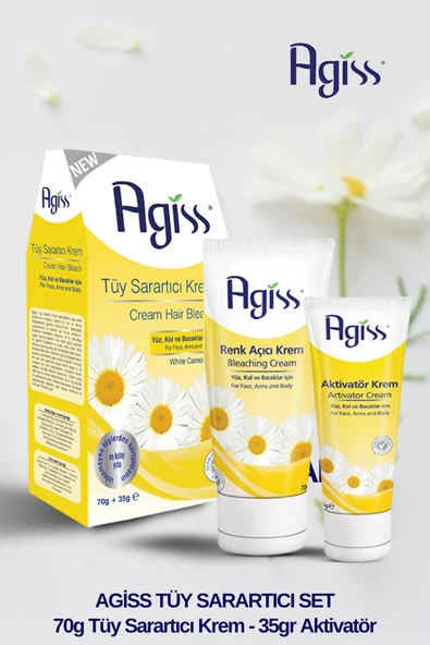 AGISS Doğal Papatya Özlü Tüy Sarartıcı Set, Tüy Sarartıcı Krem (VİTAMİN E) 70 gr Aktivatör 35 gr ürün görseli 1