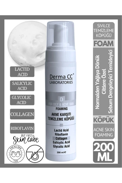 DERMA CC LABORATORIES Dema Cc Laboratorıes Foaming - Yüz Temizleme Köpüğü Sivilceli Cilt 200 ml ürün görseli 1
