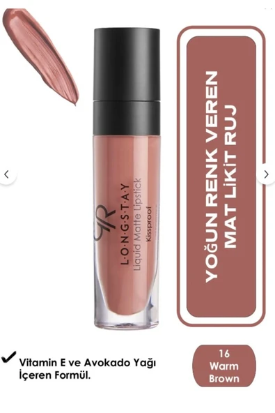 GOLDEN ROSE Longstay Liquid Matte Lipstick No:16 ürün görseli 1