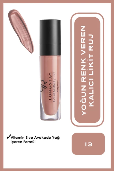GOLDEN ROSE Longstay Liquid Matte Lipstick 13 Avokado Yağlı Kalıcı Likit Mat Ruj 5,5 ml ürün görseli 1
