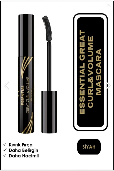 GOLDEN ROSE Essential Great Curl & Volume Mascara Kıvırma Etkili Hacim Veren Maskara 9 ml ürün görseli 1