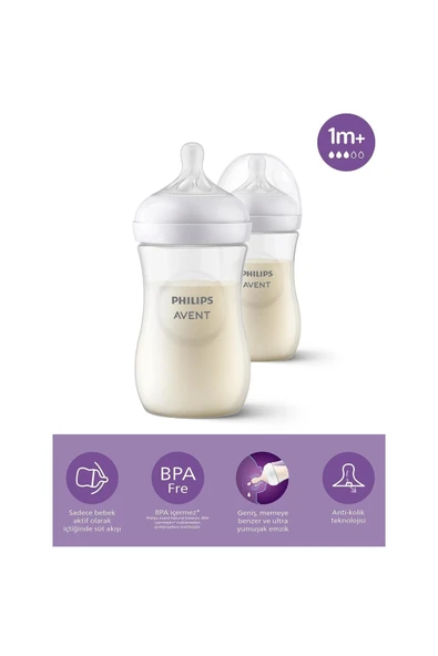 PHİLİPS AVENT Natural Response Pp 2'li Biberon Seti, 3-6 Ay 260ml Scy903/02 ürün görseli 1
