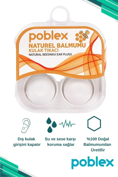 POBLEX Naturel Balmumu Kulak Tıkacı 1 Çift (2 ADET) Kutulu ürün görseli 1