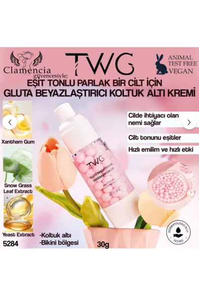 TWG Clamencia Koltuk Altı ve Bikini Bölgesi Beyazlatıcı Krem 30 g ürün görseli 1