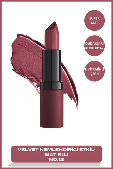GOLDEN ROSE VELVET MATTE LIPSTICK NO.12- ürün görseli 1