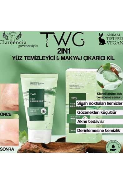 TWG Clamencia TWG 2 İn 1 Yüz Temizleme ve Makyaj Çıkarıcı Kil Çamurlu Jel 100gr ürün görseli 1