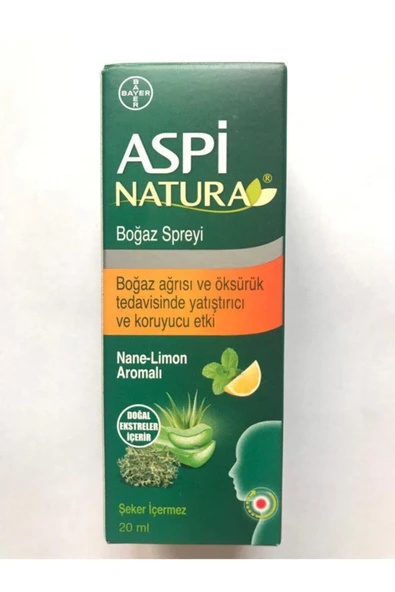 BAYER Aspinatura Nane Limon Aromalı Boğaz Spreyi 20 Ml 8699546650064 ürün görseli 1