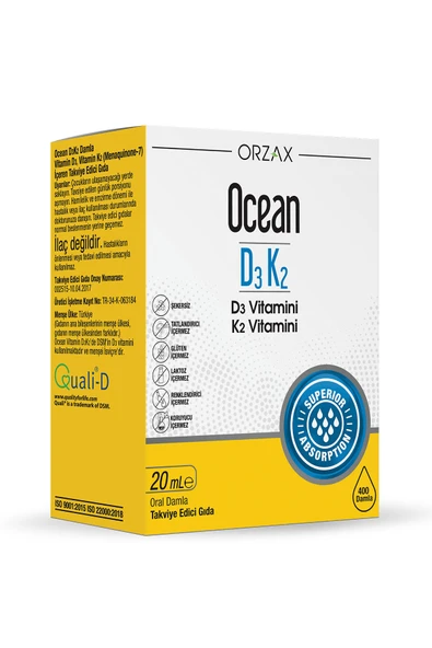 OCEAN Orzax D3K2 20ml Damla ürün görseli 1