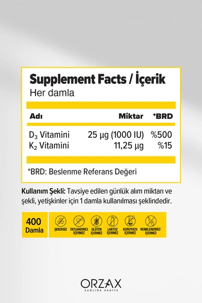 OCEAN Orzax D3K2 20ml Damla - Resim 2