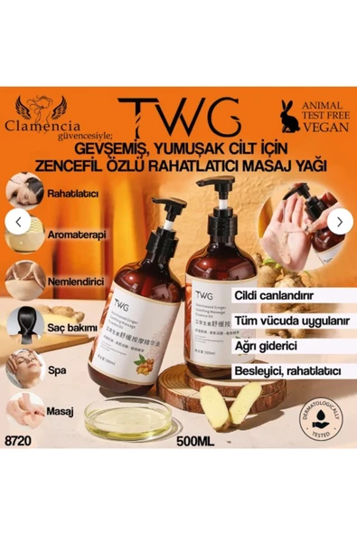 TWG Clamencia Zencefil Özlü Rahatlatıcı Vücut Masaj Yağı 500ml ürün görseli 1
