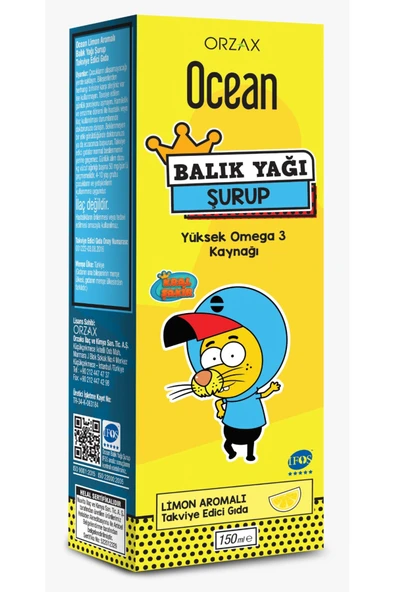 ORZAX Ocean Omega 3 Limonlu Balık Yağı Şurubu150 ml 8697595870815 ürün görseli 1