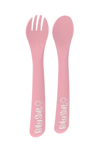 BABYSOFT Baby Soft Çatal Kaşık Seti Pembe ürün görseli 1