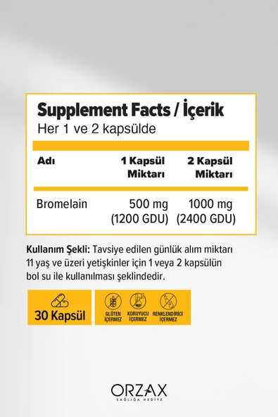 OCEAN Bromelain 500 Mg 30 Kapsül - Resim 2