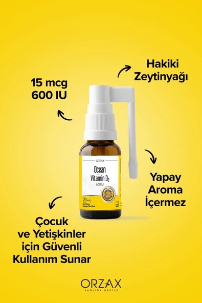 OCEAN Vitamin D3 600IU 20ml Sprey - Resim 3