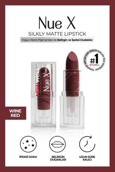Nue X Silkly Matte Lipstick Wine Red 06 ürün görseli 1