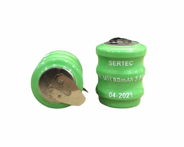 3.6V 3S1P 80 Mah 2 Pin NI-MH Buton Pil ürün görseli 1