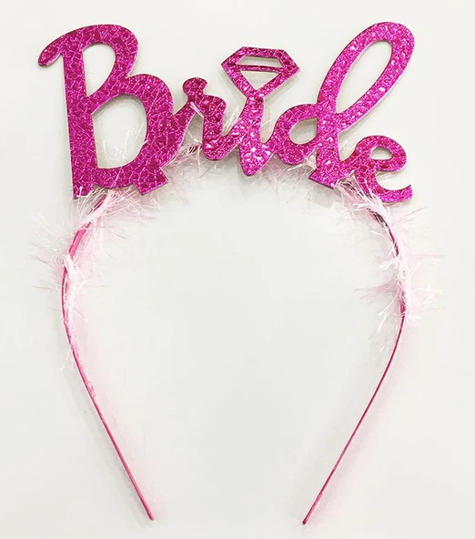 Fuşya Renk Bekarlığa Veda İtalik Yazı Alyanslı Bride Taç ürün görseli 1