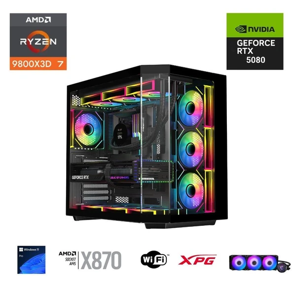 ETERNAL POWER  RYZEN 7 9800X3D 32GB DDR5 2TB M.2  RTX 5080 X870 WIFI 1000W 360M ürün görseli 1