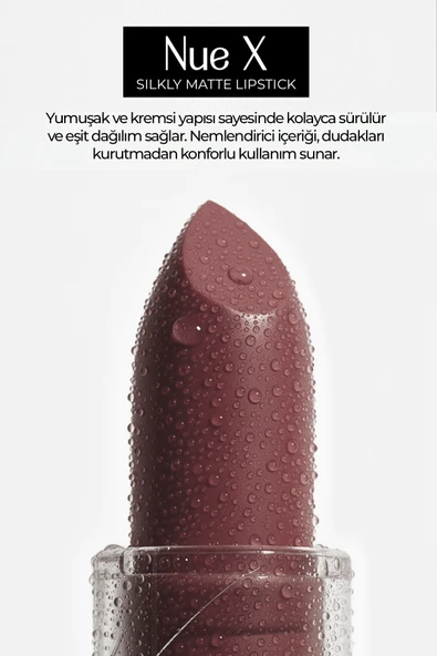 Nue X Silkly Matte Lipstick Plum Brown 05 - Resim 2