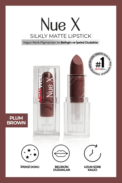 Nue X Silkly Matte Lipstick Plum Brown 05 ürün görseli 1