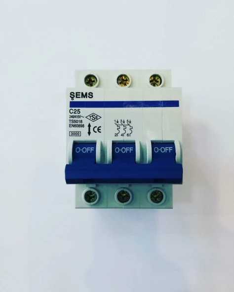 Şems Trifaze C 3X25A Otomatik Sigorta ürün görseli 1