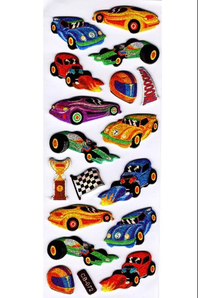 Sticker Kabartmalı Sticker Defter Planlayıcı Etiket (cb072) 16x7 cm- Renkli Arabalar ürün görseli 1