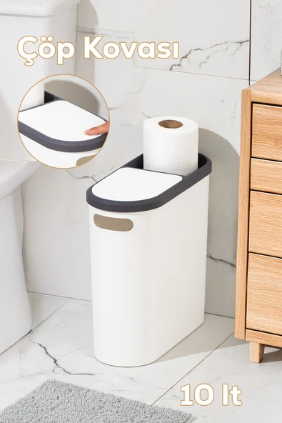 Porsima M-325 Çöp Kutusu Banyo Mutfak Çöp Kovası Kapaklı Banyo Çöp Kovası 10LT ürün görseli 1