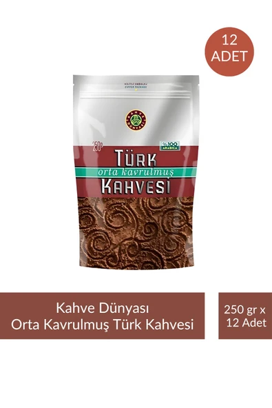 Kahve Dünyası Zıpper Türk Kahvesi Orta Kavrulmuş 250 gr x 12 Adet ürün görseli 1