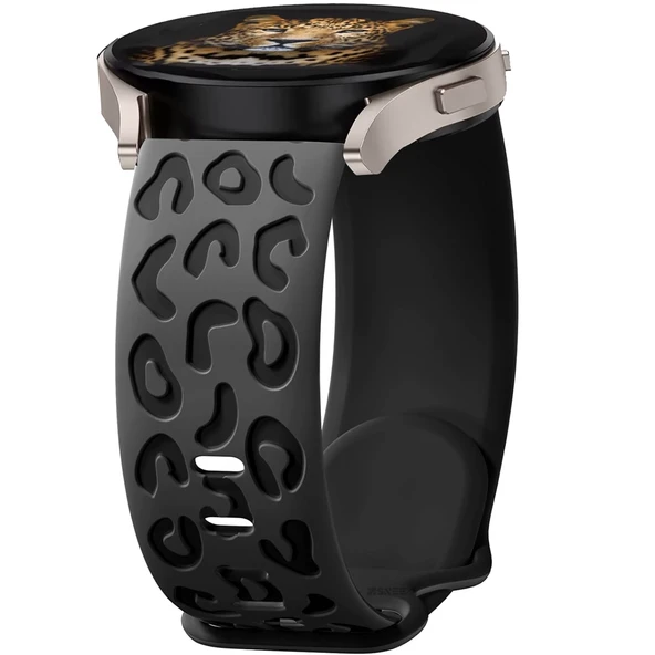 Huawei Watch GT2 GT3 42mm İle Uyumlu Leopar Desenli Silikon Kordon Kayış  Füme ürün görseli 1