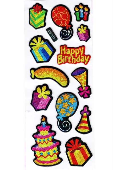 Sticker Kabartmalı Sticker Defter Planlayıcı Etiket (cb317) 16x7 cm- Happy Doğum Günü Süpriz ürün görseli 1