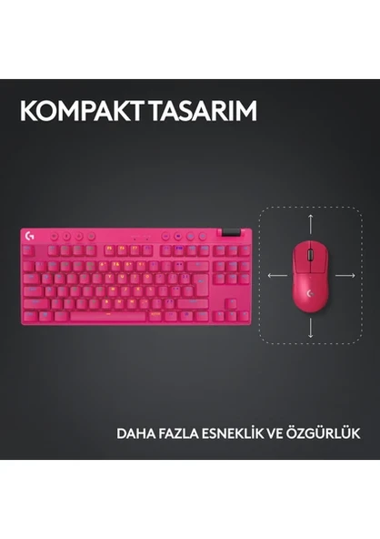 Logitech G Pro X TKL Lıghtspeed RGB Oyuncu Klavyesi - Pembe - Resim 7